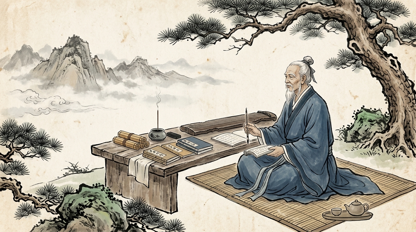 松下抚琴·儒医意象